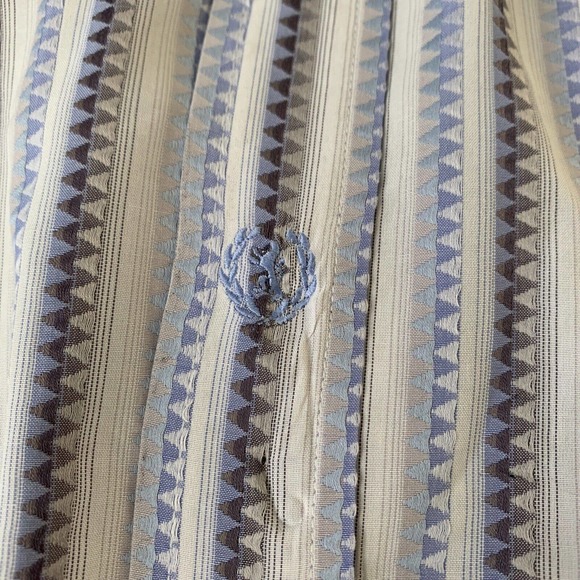 Bugatchi Uomo Shirt Blue‎ Grey Embroidered Thread Flip Cuff Zig Zag Sz L - Picture 8 of 9